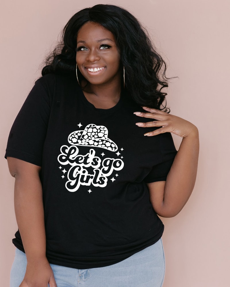 Front of a model wearing a size 2XL Let's Go Girls Leopard Hat in Black by Simply Sage Market. | dia_product_style_image_id:281535